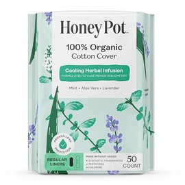 Honey Pot - Herbal Everyday Panty Liners for Women - Infused w/Essential Oils for Cooling Effect & Organic Cotton Cover – Medium Pack -Feminine Care - 50 ct