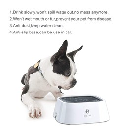 Non Spill Dog Water Bowl, Splash-Free, No Spill, Anti-Choking Dog Bowl, Vehicle Carried Pet Water Bowl for Dog, Cat, Puppy, Kitty, 1.5L Large Capacity (Grey)
