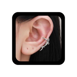 Inilbran Boho Shark Ear Cuff Earrings Vintage Small Shark Cuff Cartilage Earrings Silver Fish Wrap Hoop Earring Sea Ocean Animal Non Pierced Earring Jewelry for Women