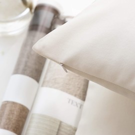 Phantoscope Pack of 2 Velvet Decorative Throw Pillow Covers Soft Solid Square Cushion Case for Couch Off White 24 x 24 inches 60 x 60 cm