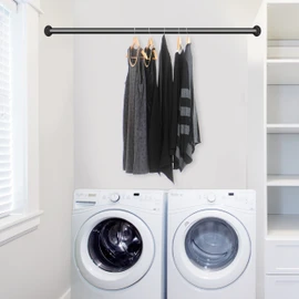 RUDI 1" Adjustable 48-84 inch Room Divider Rod with Socket Set, Black