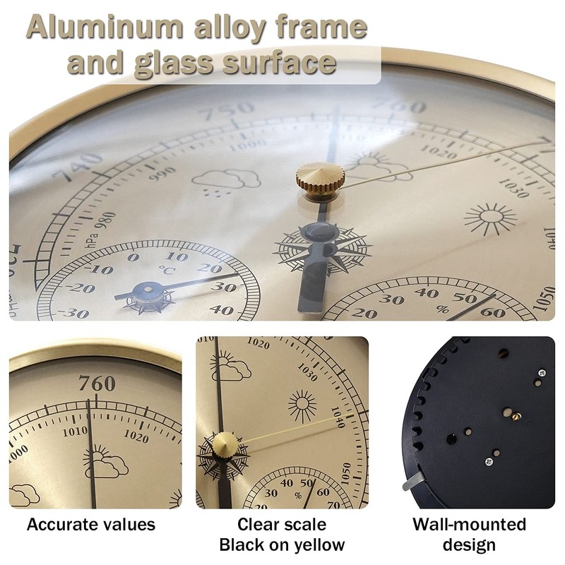 3 in 1 Barometer Weather Station Barometer Thermometer Hygrometer, Pressure