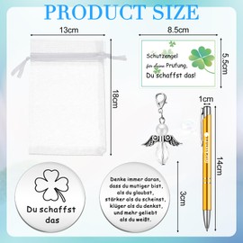 Tenare Courage Gift Set Motivation Ballpoint Pen Guardian Angel Pendant Clover Lucky Charm Du Schaffst Das Aufmaufsteung für Prüfung Freund Kollege Farewell (Black and Gold, Lucky Pen)