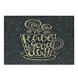 Ambesonne Saying Cutting Board, Have a Day Positive Message Lettering in Cup of Coffee with Hearts and Swirls, Decorative Tempered Glass Cutting and Serving Board, Small Size, Multicolor
