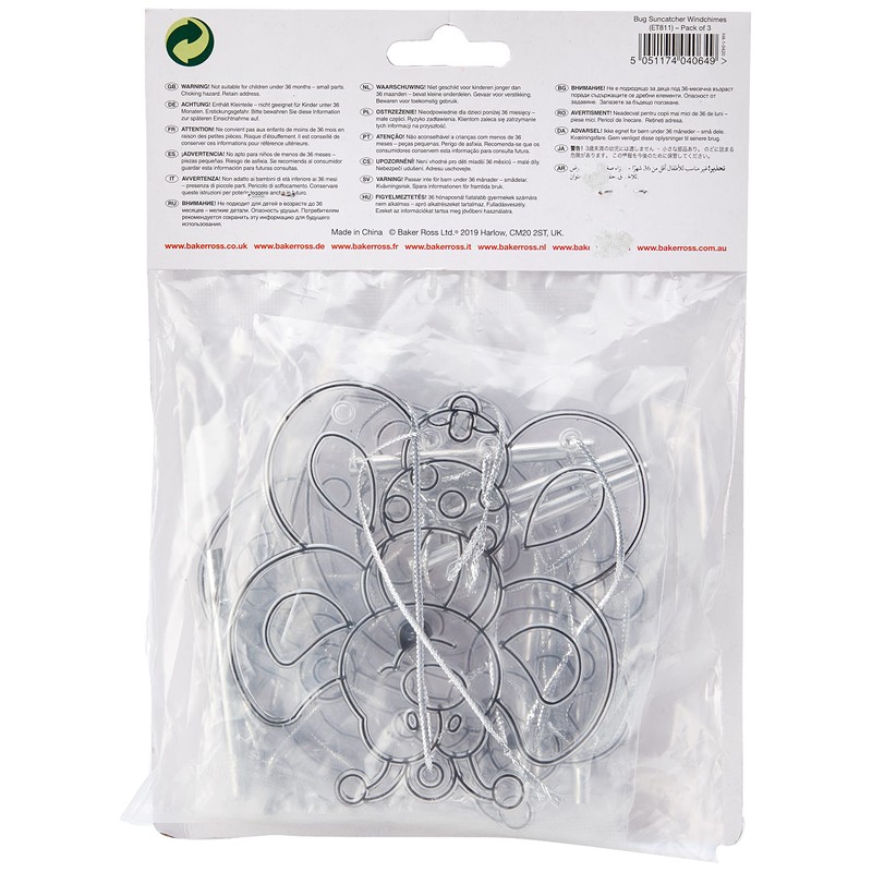 Baker Ross Glass Painting Bug Suncatcher Windchimes (Pack of 3)