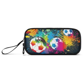 Large Pencil Case, Big Capacity Pencil Bag Pen Pouch Holder 3 Compartments, Football School Office Supplies Stationery Makeup Bag Storage Organizer for Students Girls Boys Women Men