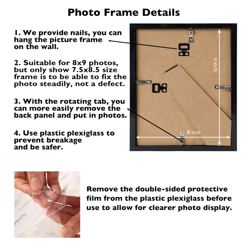 JCJMY 8x9 Picture Frame Black for Wall Hanging or Tabletop,