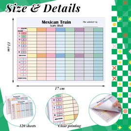 Halloscume 1 Pack 60 Sheets Mexican Train Score Pads Colorful Chicken Foot Dominoes Game Scorepad Adults Mexican Train Score Sheets Scoreboard Paper Record Clearly for Family Fun Game Night Travel