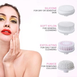 Cepillo Facial Eléctrico Resistente al Agua Eléctrico poro Facial Herramienta de Limpieza Profunda Exfoliante Eliminación de la Espinilla Deshacerse del Acné 4 en 1 con 4 Cabezas de Cepillo