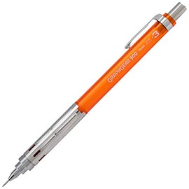 Pentel Arts GraphGear 300 - Lápiz mecánico (0,3 mm), línea extrafina, barril naranja, con borrador de bloque pequeño + 1 tubo de plomo