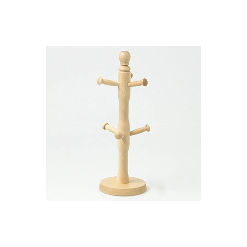 AQS International Kitchen Wooden 6 Cup Mugtree and Paper Towel