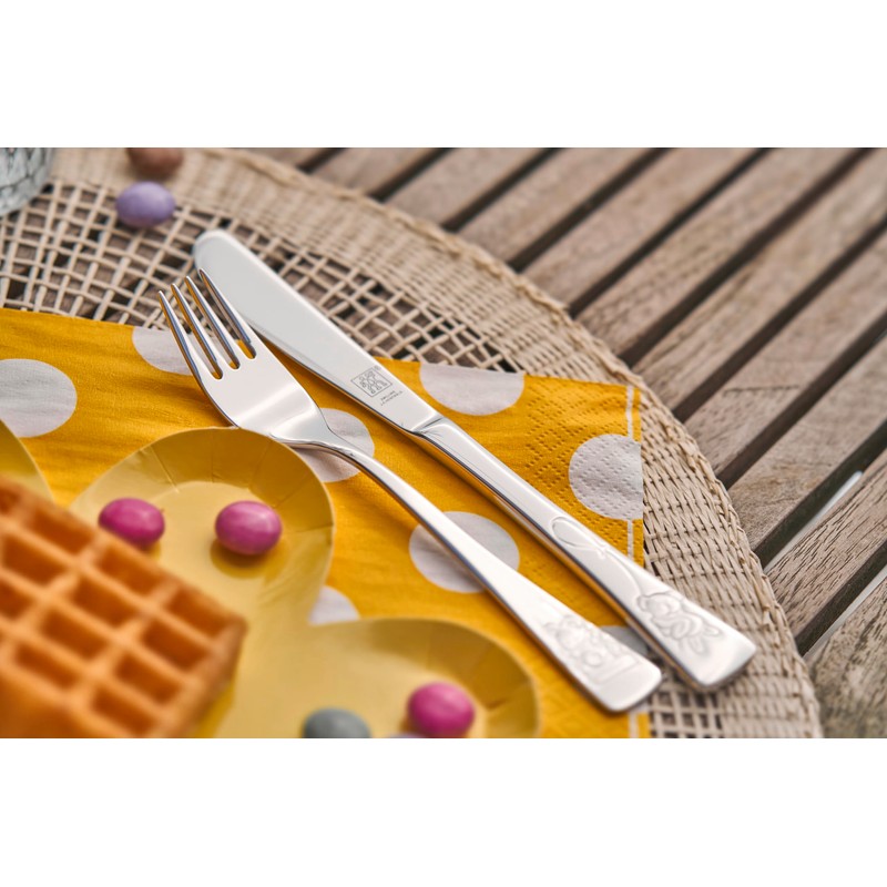 ZWILLING 1026657 Teddy Children's Cutlery Set, 4 Pieces, with Embossed