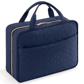 Lifewit Travel Toiletry Bag, Large Hanging Makeup Bag Organizer for Women, Transparent Travel Cosmetic Bag with Hanging Hook for Full Size Bottles, Vacation Essentials, Large,Dark Blue