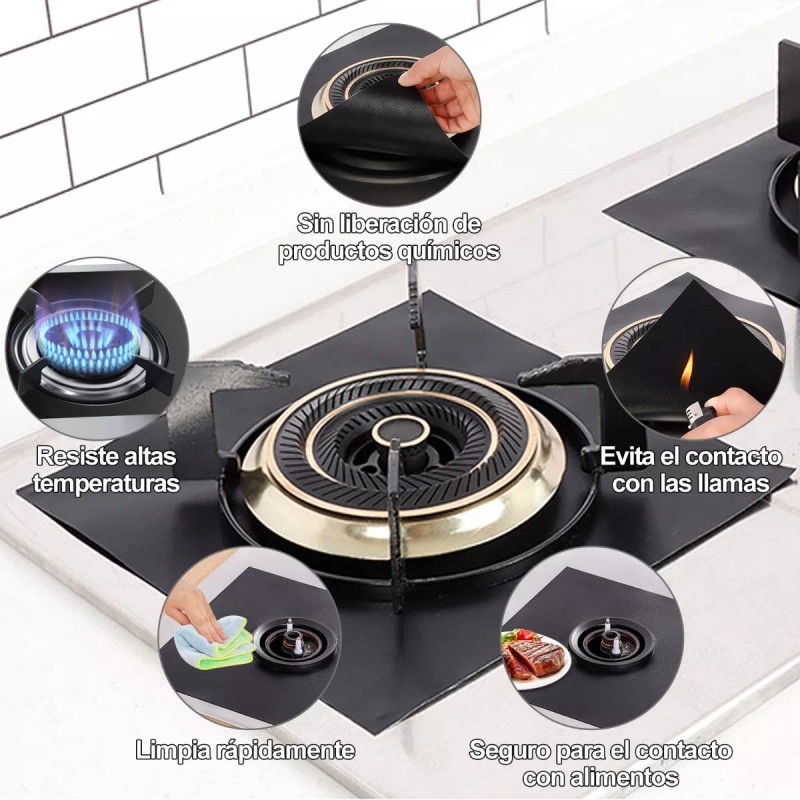 Kirotla 8pcs Fundas Para Quemadores De Estufa Liner Limpieza Rápida