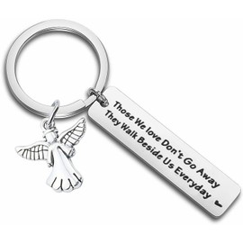 xyqcy Memorial Keychain Gift Sympathy Keyring Those We Love Don't Go Away They Walk Beside Us Everyday Loss Of Father Mother Jewelry Remembrance Mom Dad Loved One Condolence Gifts for Father Mother