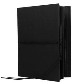 Accordian Book Blank 11x8 Inch Scrapbook Photo Album, Stretchable Folding DIY A4 Large Long Notebook Hardcover Black Kraft Paper Wedding Guest Book Handmade Anniversary Travel Memory