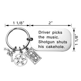 LParkin Supernatural Gifts Keychain Driver Picks The Music Shotgun Shuts His Cakehole Supernatural Birthday Gifts for Men Women