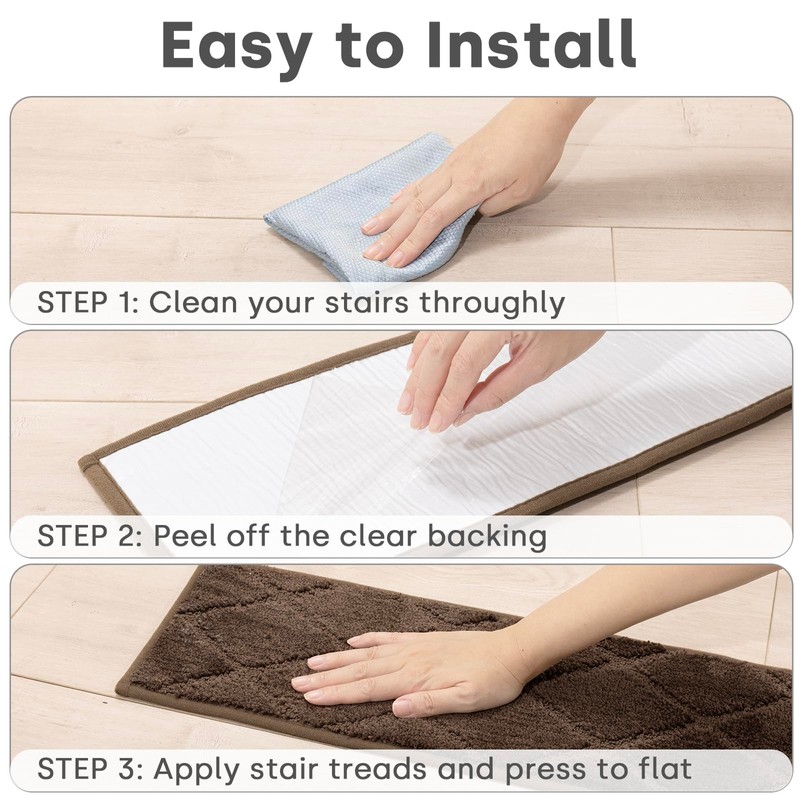 CELION Edging Stair Treads for Wooden Steps, 30inx8in Non-Slip Tufted