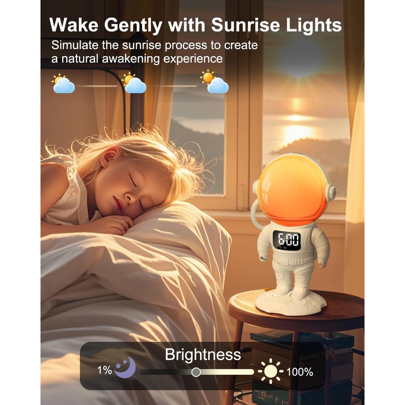 Ankilo Kids Alarm Clock with Night Light, White Noise Sound