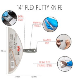 MARKSON Putty Knife 14", Scraper Tool Stainless Steel Blade, Paint Scraper with Nylon Handle Hammer End