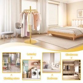 SLVUAFRN Round Garment Rack, Floor Standing Rotatable Clothing Rack, Portable Retail Display stand for Hanging Clothes Bedrooms Boutiques Commercial Shop Laundry Room