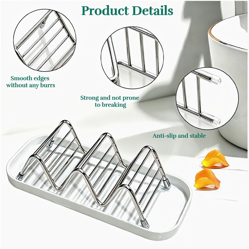 UVULAS 304 Stainless Steel Wavy Soap Dish, Self Draining Shampoo