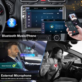 Double Din Car Stereo,7" Touch Screen Radio with CarPlay Android Auto Car Multimedia Player Mirror Link FM Radio Receiver with Bluetooth AUX/USB Backup Camera Car Audio Head Unit