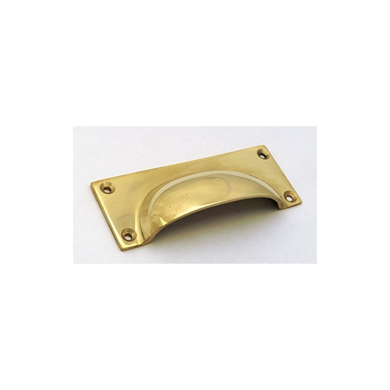 Solid Brass Rectangular Drawer Pull/Cupboard Door Handle (10cm)