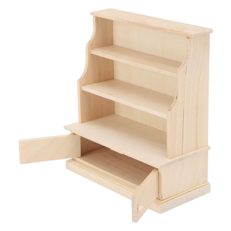 Dollhouse Bookshelf 1:12 Wooden Miniature Decoration Rugged Dollhouse Bookcase for