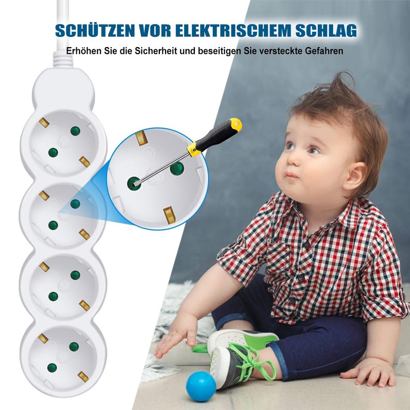 ExtraStar Power Strip 5-Way Multiple Socket Cable 1.5 m, Child