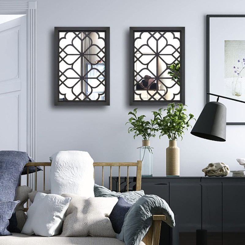 Wocred Set of 2 Rectangular Wall Mirror,Gorgeous Rustic Farmhouse Accent