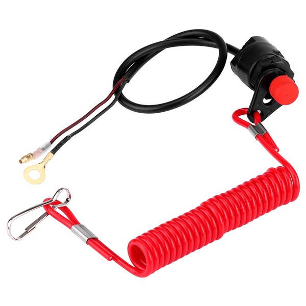 outboard kill switch= KIMISS Motorcycle Outboard Lawn Mower Emergency Motor Kill Stop Switch W/Tether Lanyard Cord