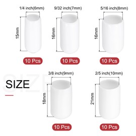 sourcing map 50pcs Round Rubber End Caps Protective Caps 6mm 7mm 8mm 9mm 10mm White Screw Thread Protectors