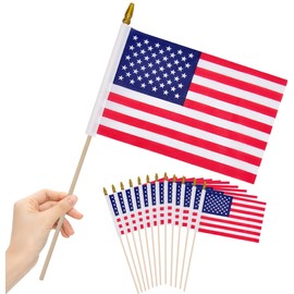 American Flags for Outside, 12 Pcs 8x12 Inch American Flags on Stick