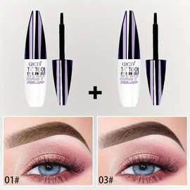 Easy Peel-Off Eyebrow Gel - Waterproof & Sweatproof, Long-Lasting Black or Brown Tattoo Tint, Film Forming, Medium Coverage for All Skin Types:_02#+02#