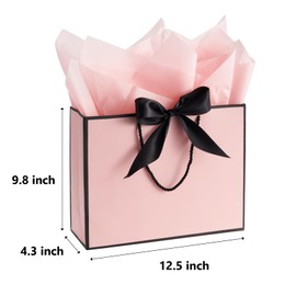 LOOKSGO 2PCS Gift Bags with Ribbon and 2 Greeting Cards 4 Tissue Paper Large Reusable Present bag with Handles for Wedding Birthday Party Mothers Day