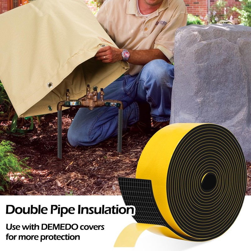 DEMEDO Pipe Insulation Tape, Pipe Wrap Insulation Foam Tape Self