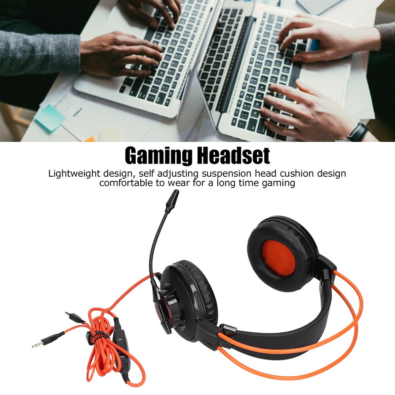 Gaming Headset Adjustable Lightweight Game Headphones with Microphone Volume Control
