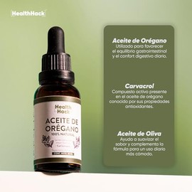Aceite de Orégano con Carvacrol y Aceite de Oliva Gotas Health Hack