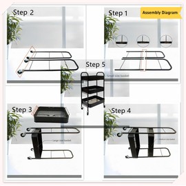 Generic 3-Tier Rolling Cart with Wheels,Metal Utility Trolley Cart with Wheels,Storage Cart for Offices, Kitchens, Bedrooms, and Bathrooms,Black, Yongsd-TC001