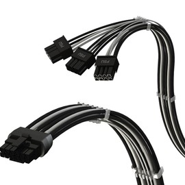 LINKUP - AVA PCIE 5.0 Molded & Soldered 16Pin (12+4) to 3x8Pin | 16AWG Sleeved | Compatible with RTX40 & RTX30 FE GPUs | Designed for ASUS/EVGA PSUs Only | 70cm