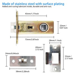 4 Sets of Bolt Through Tubular Mortice Latch(45mm),with Plastic Dust Cap,Stainless Steel Bracket and Set of Screws,Door Latch Designed to be Used with Sprung Lever Door Handles, Golden Grace.