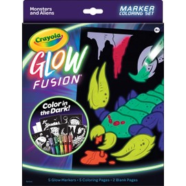 Crayola Glow Fusion, Glow in The Dark Coloring Set, Includes 5 Glow Markers, Alien & Monster Coloring Pages, Gift for Kids