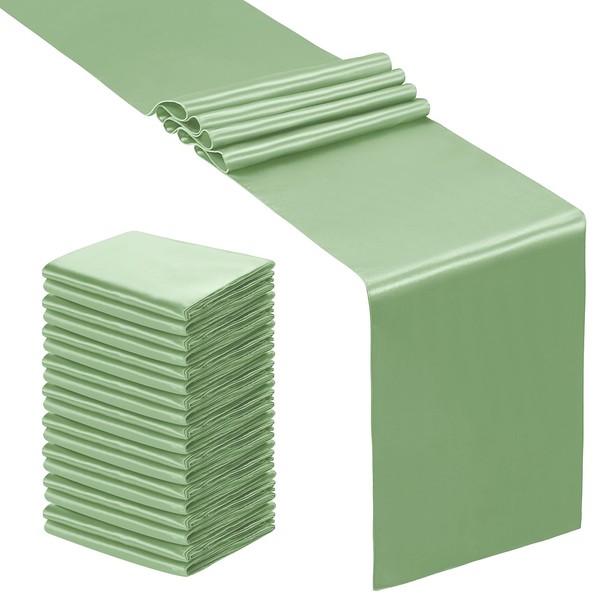 SiinvdaBZX 24 Pcs Sage Green Satin Table Runner 12 x