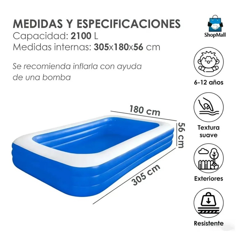 Piscina Familiar Inflable De 3 Metros Para Niños Y Adultos