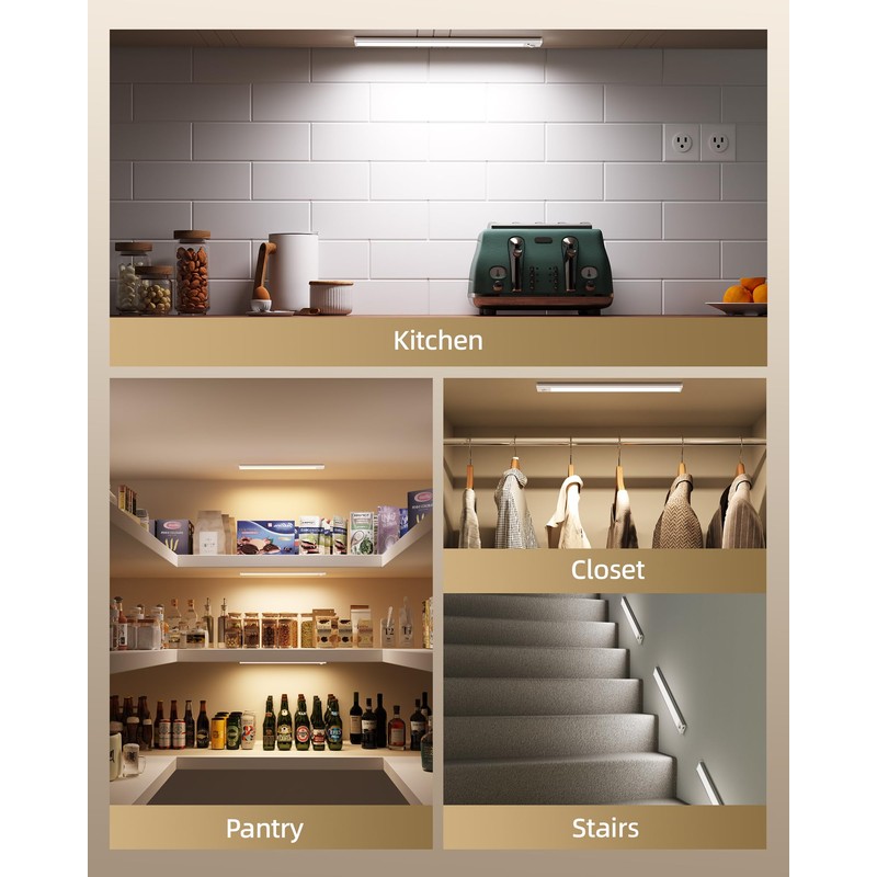 Under Cabinet Lighting Wireless,Rechargeable Battery Motion Sensor Light Indoor,LED Closet