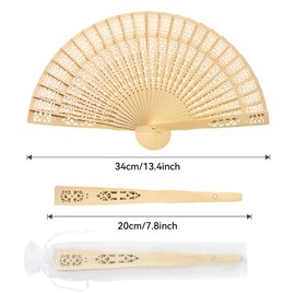 WYTAOHZL 6PCS Wooden Hand Fans 8Inch Handheld Folding Fans Wooden Fan with Bags Decorative Handheld Fan for Weddings Party Baby Shower