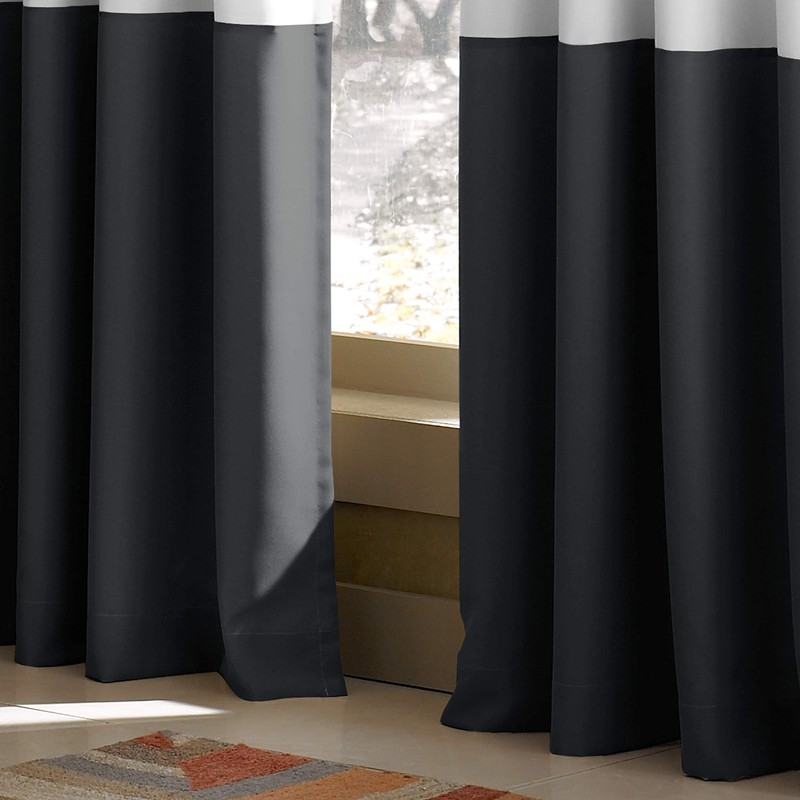 Curtainworks Kendall Color Block Grommet Curtain Panel, 108 inch, White