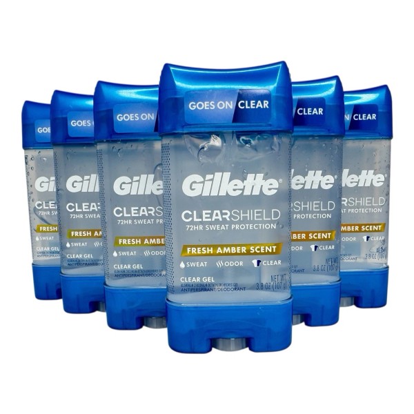 Gillette 6 Gillette Clearshield Fresh Amber Scent Antipers Deodorant 3.8