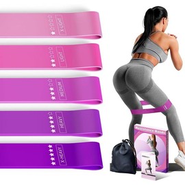 Resistance Loop Exercise Bands, Resistance Bands Exercise Bands for Home Fitness, Stretching, Strength , ,Elastic Workout Bands for Women Men , Set of 5 - Color: Multicolor